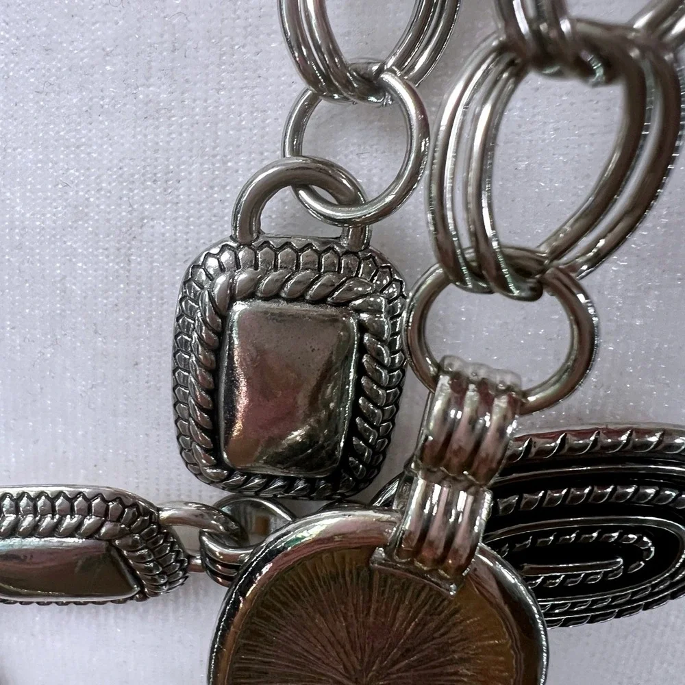 Vintage Silver Tone Medallion Chain Belt Adjustable Boho Western 46 Inch Y2K